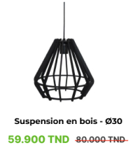 Suspension Bois - Ø30 - Noir-ARMIN HOME