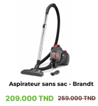 Aspirateur Sans Sac Brandt ASS120R - 1200W, Noir et Rouge - Puissant et Efficace