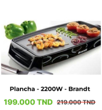 Plancha Électrique Brandt PLA1322N - 2200W- Haute Performance pour Cuisson Saine