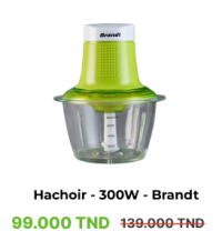 Mini Hachoir Électrique Brandt HAC301V - 300W, Couleur Verte - Compact et Puissant