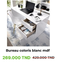 Bureau coloris blanc brillant mdf (particule) L120 x H75 x P55cm