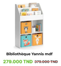 Bibliothéque yannis L:72xH:114.2xP:31.2 Cm En mdf blanc (particule) - Déc ART