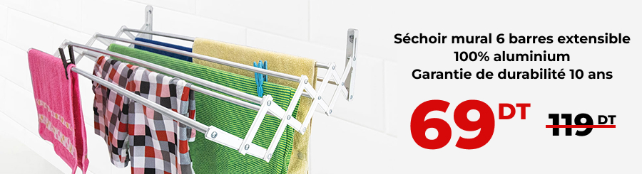 Séchoir à Linge Pour Accrocher Serviettes 6 barres - 65 cm x 35 cm - TOUCHDAR