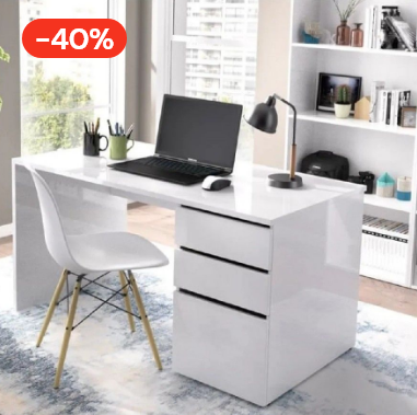 BUREAU COLORIS BLANC BRILLANT MDF