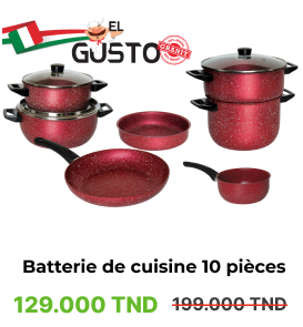 batterie de cuisine 10 pièces en granit EL GUSTO BY COOK'ART - Rouge