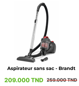 Aspirateur Sans Sac Brandt ASS120R - 1200W, Noir et Rouge - Puissant et Efficace