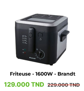 Friteuse Électrique Brandt FRI25X2 - 1600W- Modèle Compact et Puissant