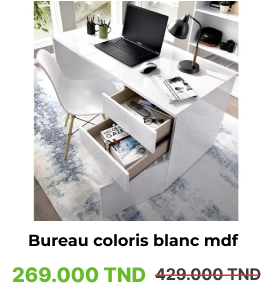 Bureau coloris blanc brillant mdf (particule) L120 x H75 x P55cm