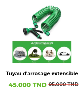 Tuyau d'arrosage extensible en spirale 7,5m