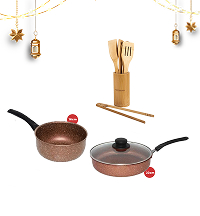 Pack batterie de cuisine COOKART - Granite - Gold + Ustensile de cuisine